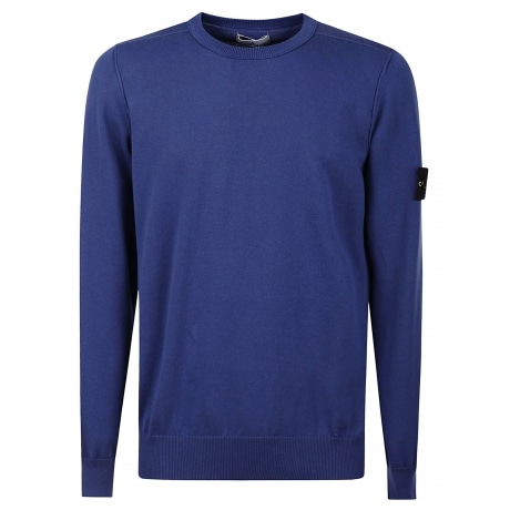 Stone Island Maglia blu marino uomo girocollo in cotone morbido