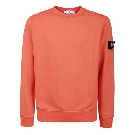 Stone Island felpa arancione uomo girocollo in cotone