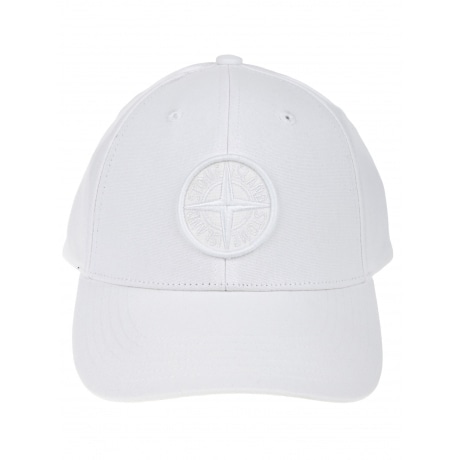 Stone Island cappello con visiera uomo bianco in cotone