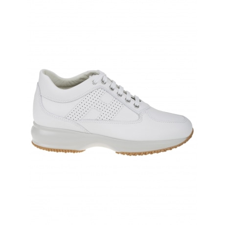 Hogan Scarpe interactive bianco donna in pelle liscia con H forata