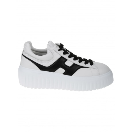 Hogan scarpe h-stripes bianco e nero donna in nappa