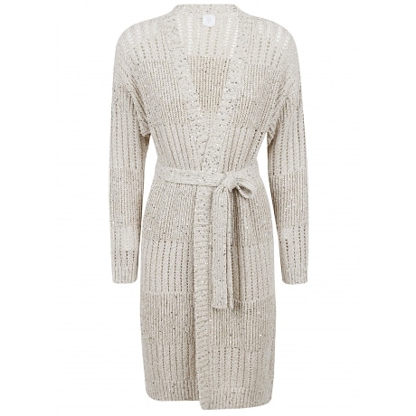 Eleventy Cardigan donna in maglia con cintura in cotone beige