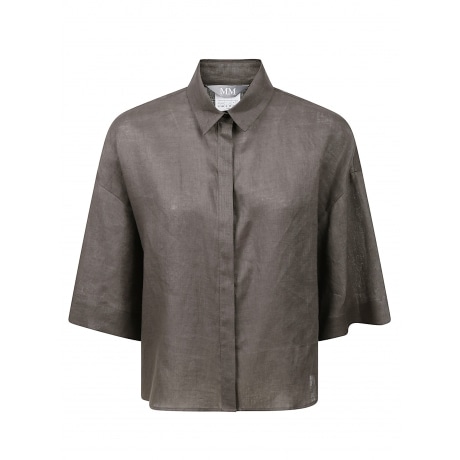 Camicia donna in lino verde scuro