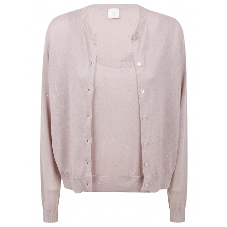Eleventy Twinset donna in cotone e lurex rosa