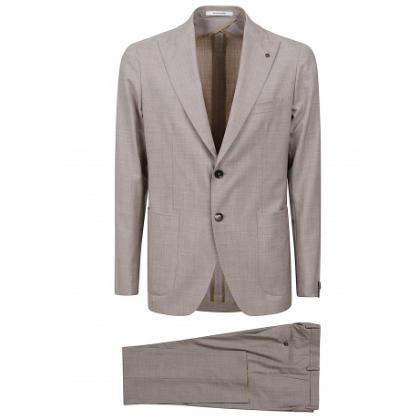 Tagliatore abito monopetto uomo beige in lana e seta