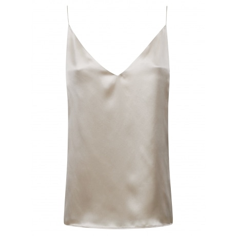 Eleventy Top donna smanicato in seta sabbia