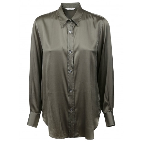 Caliban camicia donna in seta verde scuro