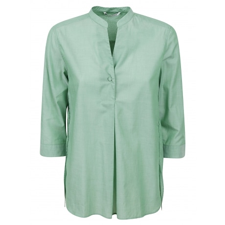 Caliban Camicia donna con maniche tre quarti in cotone verde