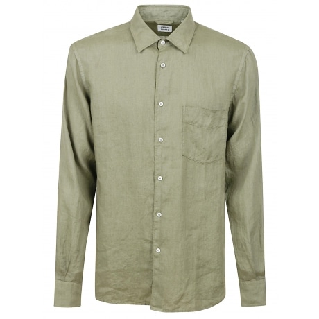 Aspesi Camicia uomo verde miitare in lino