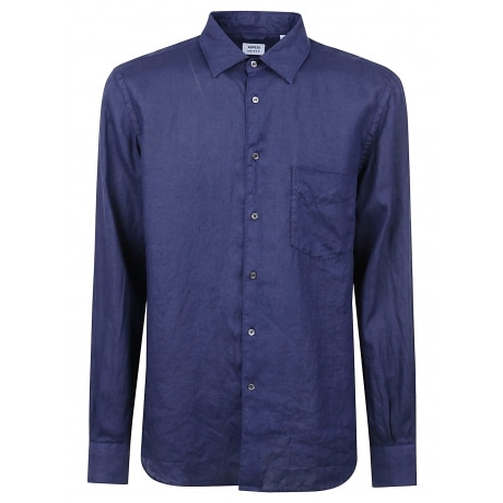 Aspesi Camicia uomo blu in lino