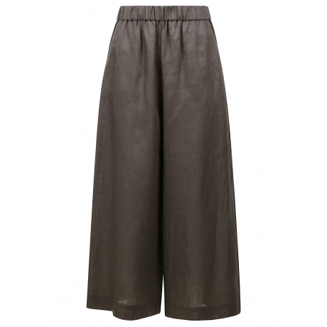 Max Mara pantalone donna con coulisse in lino verde scuro