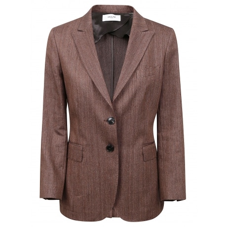 Saulina giacca monopetto donna marrone in misto lino