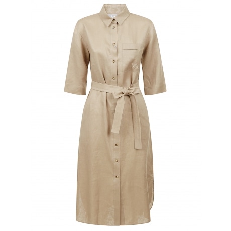 Max Mara abito donna lungo in tela di lino lavato cammello