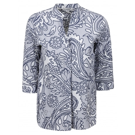 Caliban Camicia donna in fantasia floreale in cotone grigio