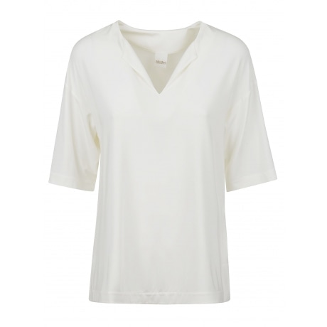 Max Mara maglia donna scollo a v in jersey di viscosa bianco