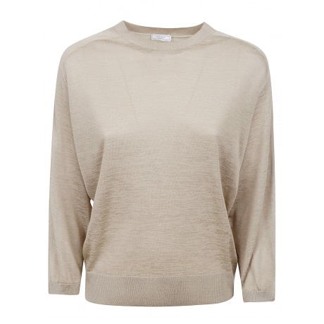 Peserico Maglia donna in tricot in filato melange in misto viscosa lucida cappuccino