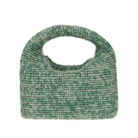 Manebi' borsa mini donna con tag del logo in pelle in rafia naturale