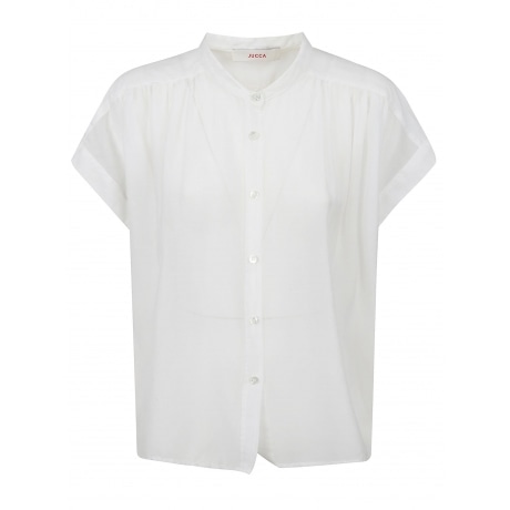 Jucca Camicia donna maniche corte in cotone bianco