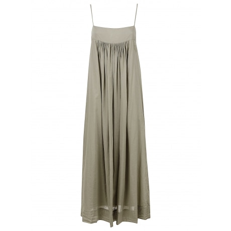 Jucca Abito lungo donna arricciato in cotone verde