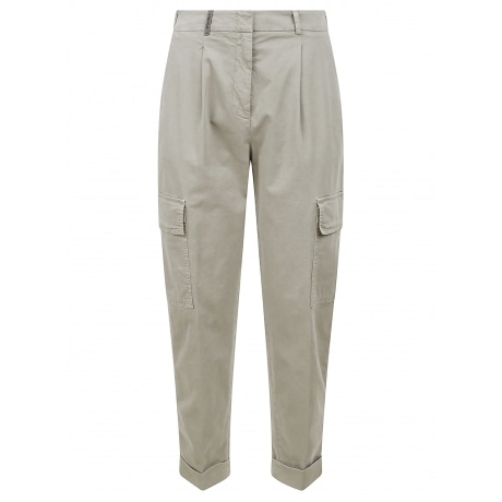 Peserico Pantalone donna cargo donna in cotone beige