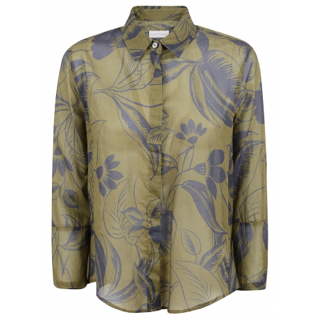 Robert Friedman Camicia donna in cotone con stampa floreale verde