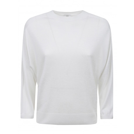 Peserico Maglia girocollo donna in tricot  in filato melange in misto viscosa lucida bianco puro
