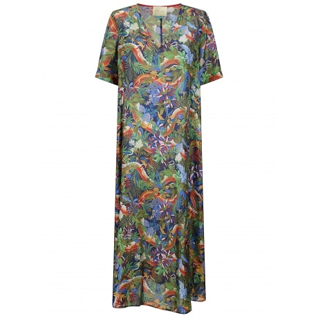 Momoni Vestito lungo donna in seta stampato multicolor
