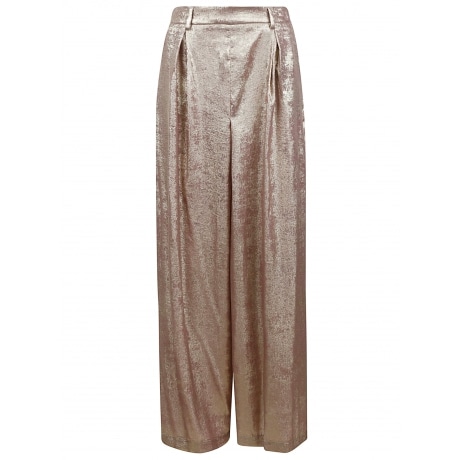 Momoni Pantalone donna in laminato fluido malva