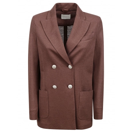 Circolo 1901 giacca donna doppiopetto in lino-cotone marrone