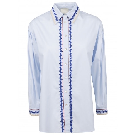 Momoni camicia donna in cotone ricamato bianco