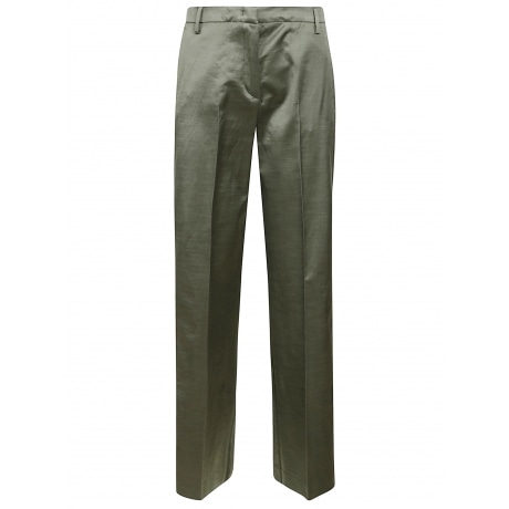 Momoni Pantaloni donna in cotone e viscosa verde salvia
