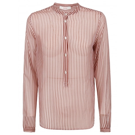 Jucca camicia donna con collo alla coreana  in cotone a righe rosse