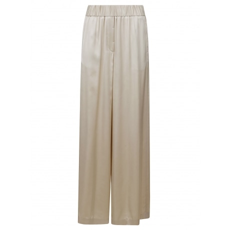 Peserico Pantalone donna con elastico in vita  in raso di viscosa champagne