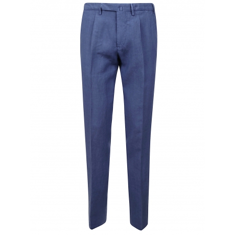 Santaniello pantalone uomo blu in lino