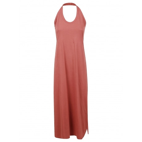 Jucca abito lungo donna con scollo all 'americana in cotone arancio