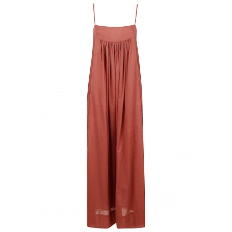 Jucca abito lungo donna arricciato in cotone arancio