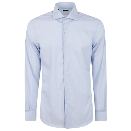 Fay camicia uomo a righe in cotone celeste