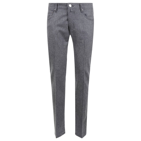 Jacob Cohen pantaloni uomo nick slim in flanella di lana grigio
