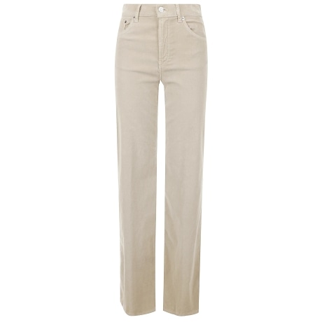 Dondup pantalone amber donna wide leg in velluto millerighe beige