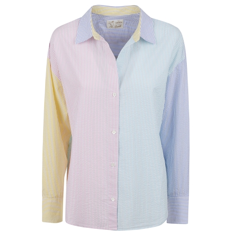 Saint Barth camicia donna cristal in cotone a righe colori pastello con ricami