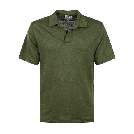 Saint Barth polo uomo frasen senza bottoni in lino verde