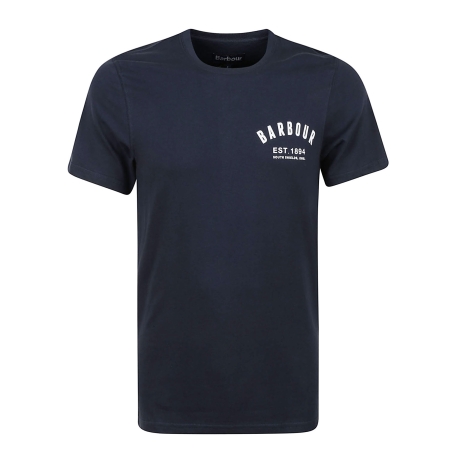 Barbour t-shirt  uomo con logo ad arco in cotone blu