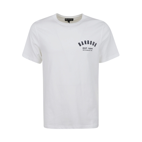 Barbour t-shirt  uomo con logo ad arco in cotone bianco