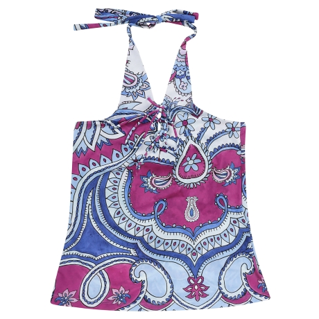 Maliparmi top donna con stampa fantasia in jersey bluette e fucsia