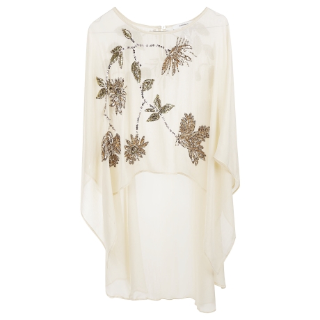 Maliparmi poncho donna in organza ricamata