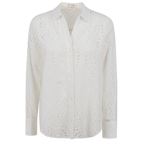 Saint Barth camicia donna cristal in cotone pizzo sangallo bianco