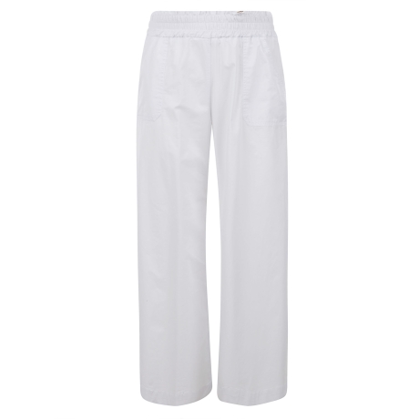 Via Masini 80 pantalone largo donna in popeline di cotone bianco