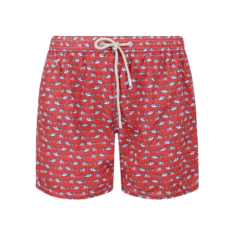 Saint Barth costume uomo leggero con tasche con fantasia rosso