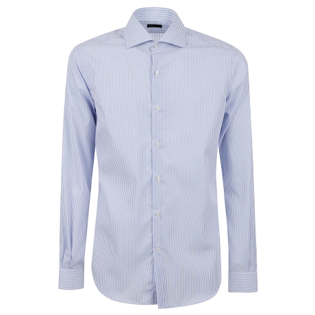 Fay camicia uomo bacchettata in cotone celeste e bianco