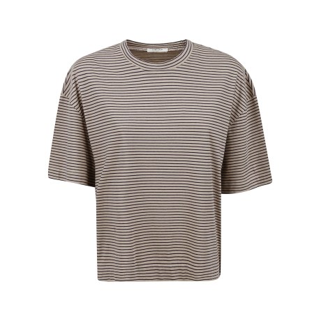 Circolo 1901 t-shirt donna in jersey di cotone rigato sabbia e blu